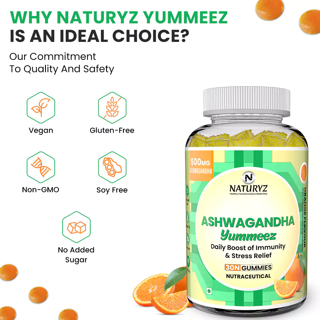 KSM 66 Ashwagandha 500mg Gummies with Vitamin D3 (Orange Flavour)