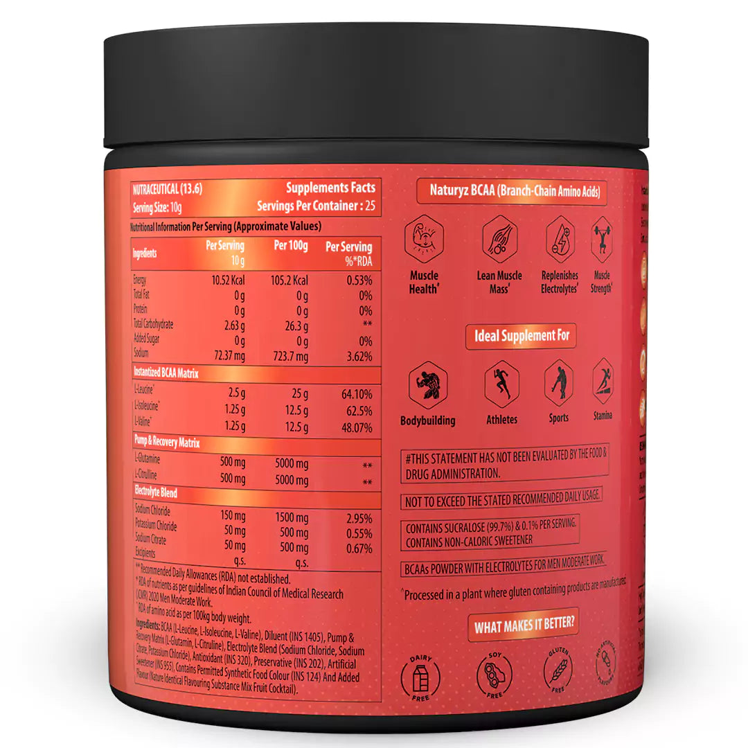 Instantized BCAA 5000 PRO With 5G BCAAs | Glutamine (Mix Fruit Cocktail)