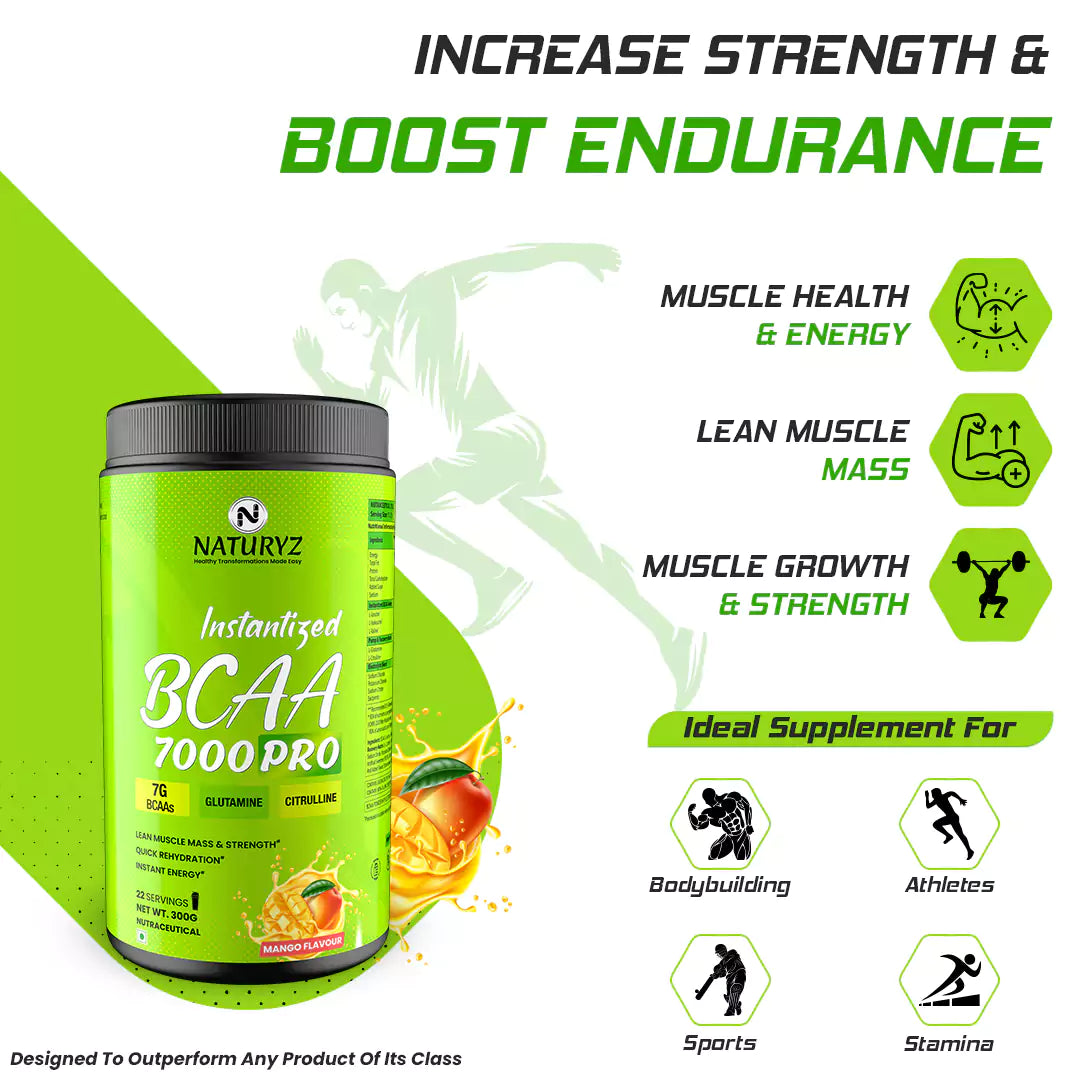 Instantized BCAA 7000 PRO With 7G BCAAs Instant Energy (Mango) - 300G