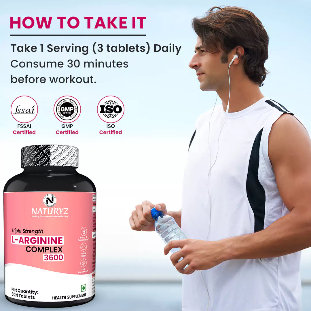 Triple Strength 3600mg L-Arginine Complex | Bioactive form Arginine AKG