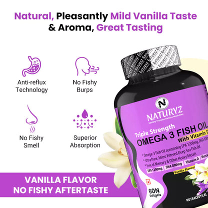 Triple Strength Fish Oil with Vitamin D3 - 60 Softgels