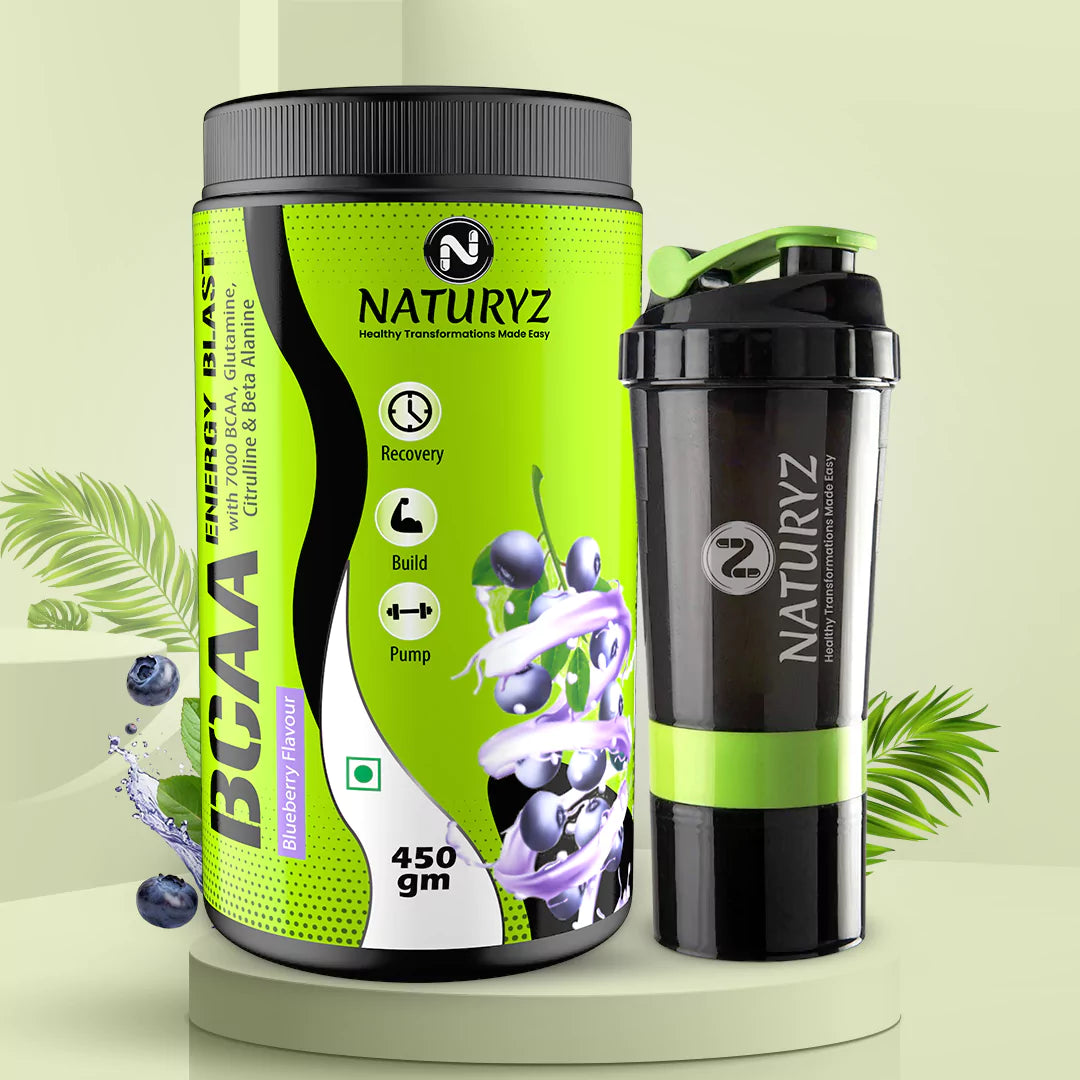 Naturyz Instantized BCAA 450g (Blueberry Mojito Flavour)-With Shaker