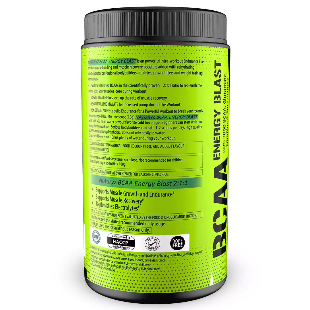 Instantized BCAA Supplement with 7000 BCAA (Blueberry Favour) - 450G