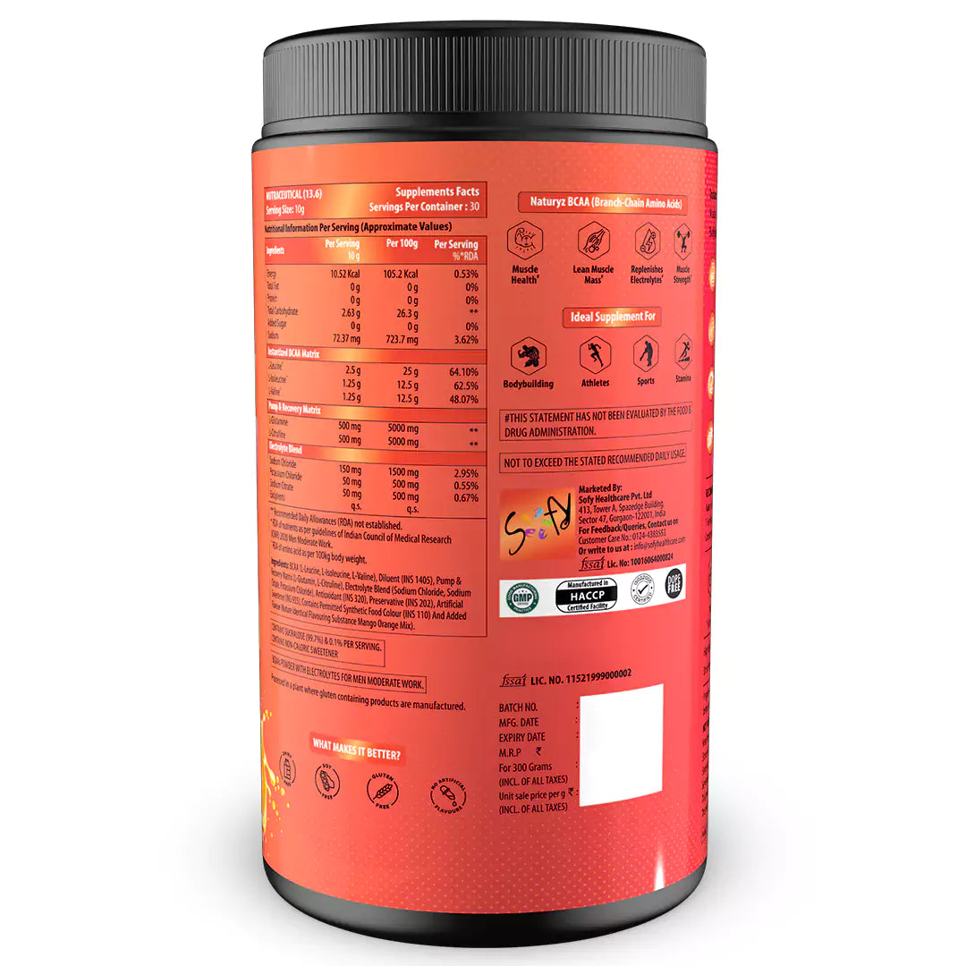 Instantized BCAA 5000 PRO | 5G Vegan BCAAs | Glutamine | Citrulline | Electrolytes (Mango Orange Mix)