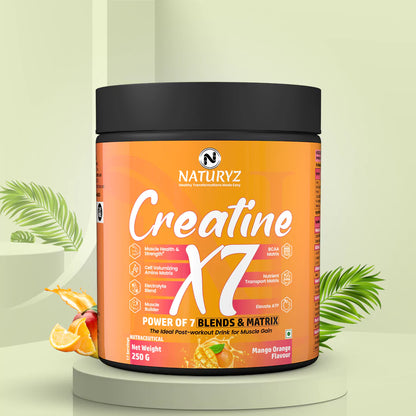 Creatine X7 Ideal Post Workout Supplement With Power of 7 Blends & Matrix (Mango Orange)