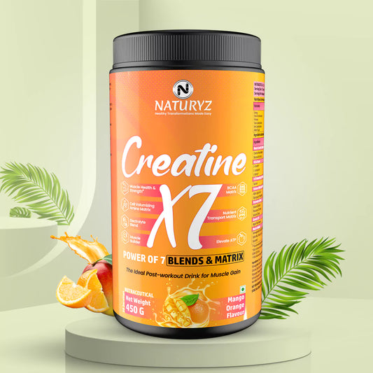 Creatine X7 Ideal Post Workout Supplement With Power of 7 Blends & Matrix (Mango Orange)