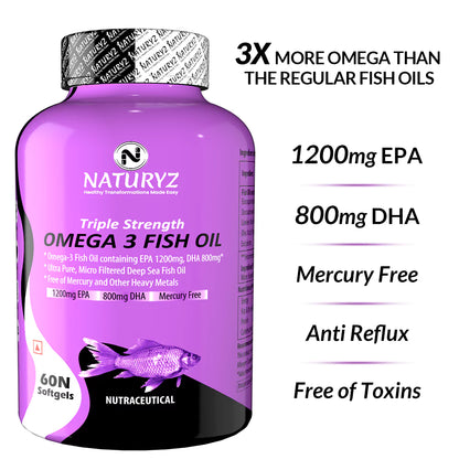 Triple Strength OMEGA 3 Fish Oil - 60 Softgels