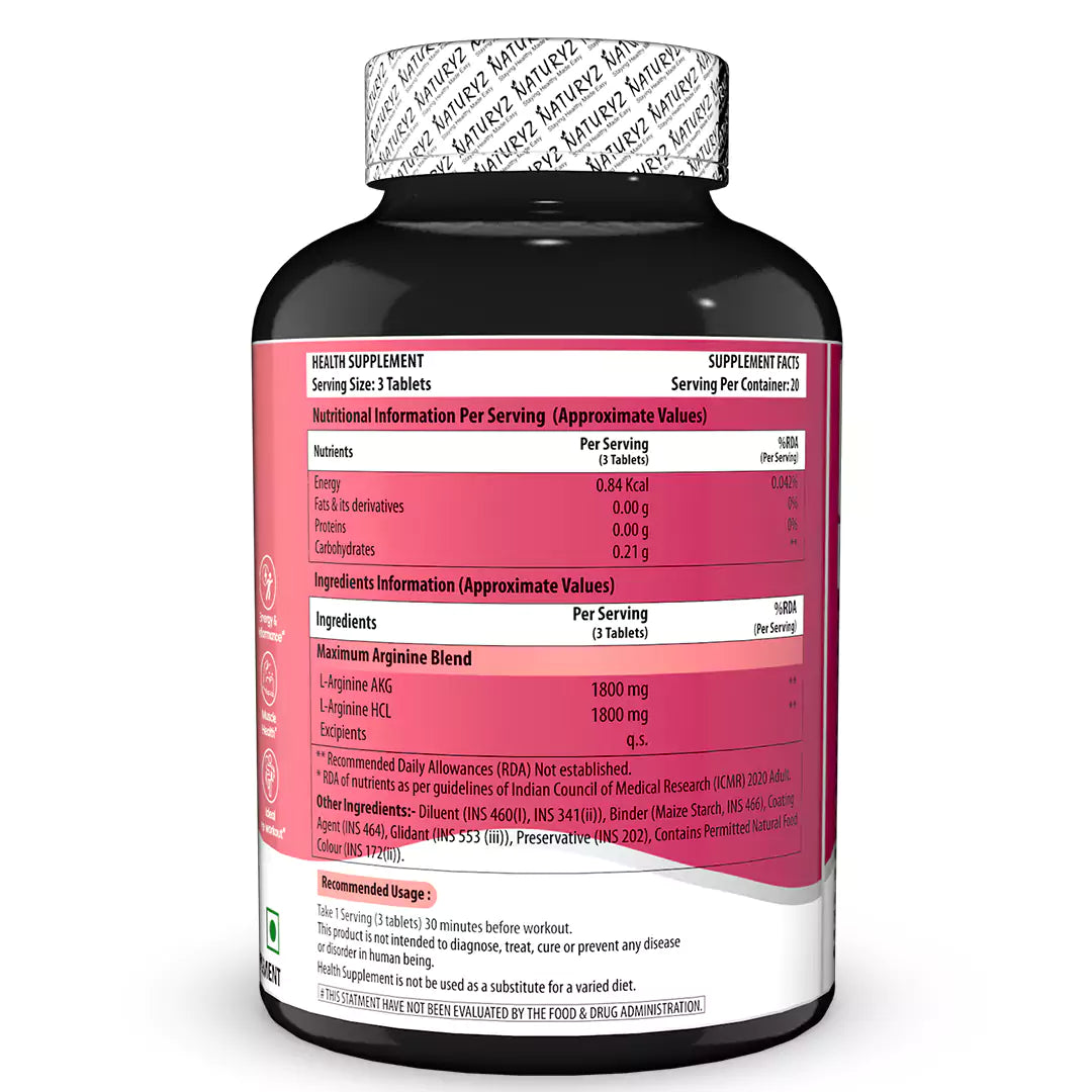 Triple Strength 3600mg L-Arginine Complex | Bioactive form Arginine AKG & HCL for better absorption