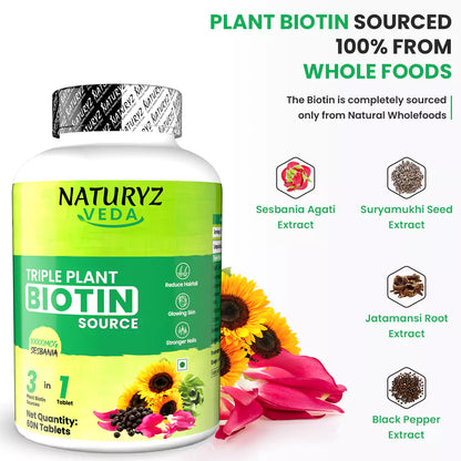 Natural Triple 100% Plant Biotin Source with | Agati | Suryamukhi | Jatamansi