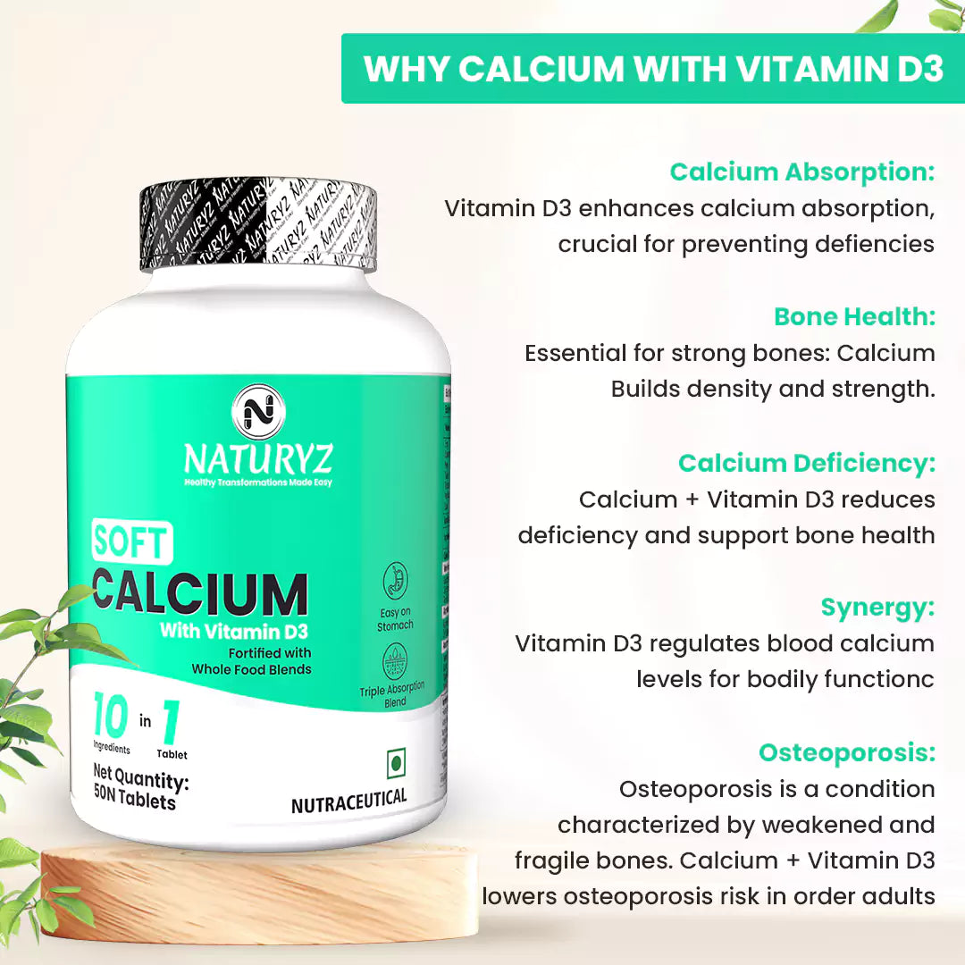 Soft Calcium with Vitamin D3 | Easy to Digest | Ideal Supplement for Bone Health