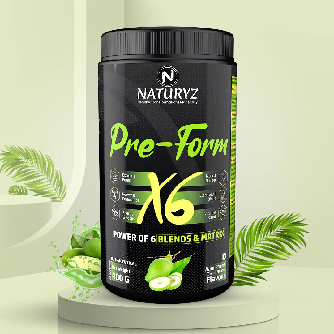 PRE-FORM X6 Pre Workout with Highest 19 Nutrients containing 6 Blends