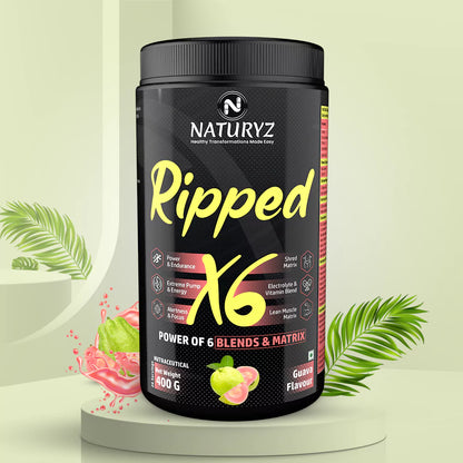 Ripped X6 Pre Workout With Highest 24 Nutrients - 400G (Guava Flavour)