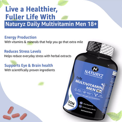 Daily Multivitamin Men 18+ with Highest 60 Nutrients