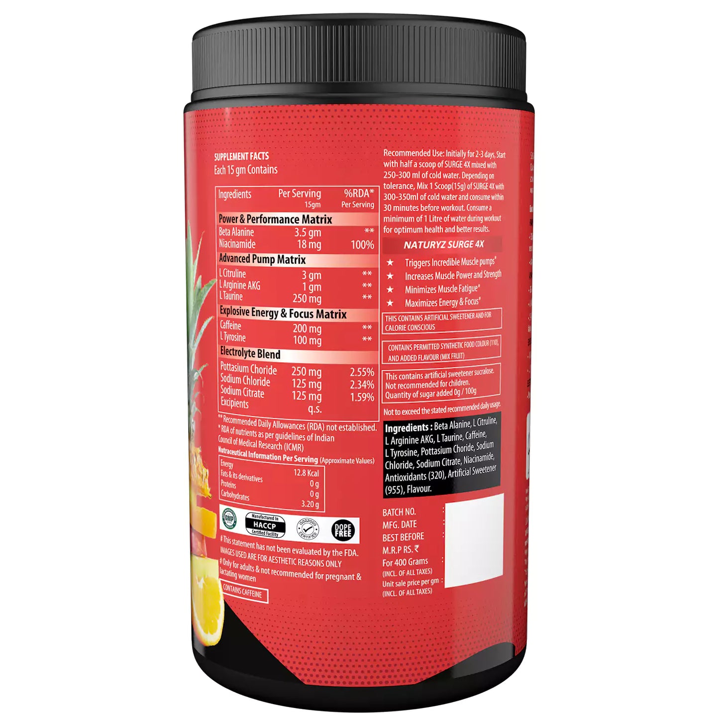 Surge 4X Pre-Workout Formula Mix Fruit Fusion