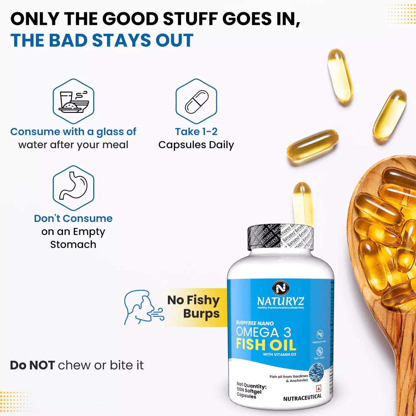 BURPFREE OMEGA 3 Fish Oil 2000 Mg with Vitamin D3 | No Fishy Burps