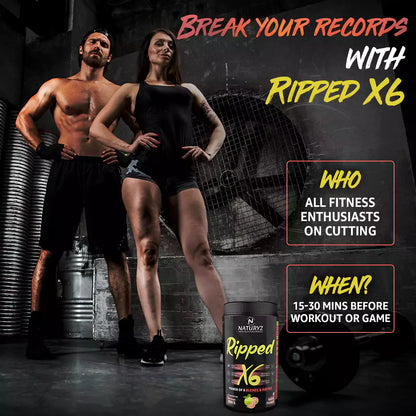 Ripped X6 Pre Workout With Highest 24 Nutrients - 400G (Guava Flavour)