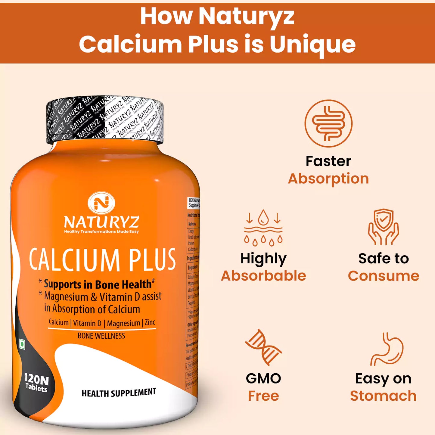 Calcium Plus for Bone Health - 120 Tablets