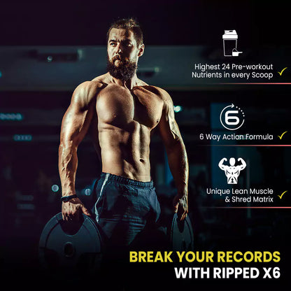 Ripped X6 Pre Workout With Highest 24 Nutrients - 400G (Guava Flavour)