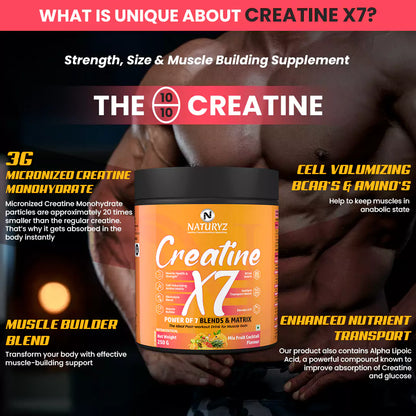 Creatine X7 Ideal Post Workout Supplement With Power of 7 Blends & Matrix (MixFruit Cocktail)