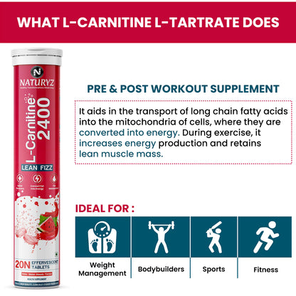 L-Carnitine 2400mg for Fat Loss - 20 Tablets