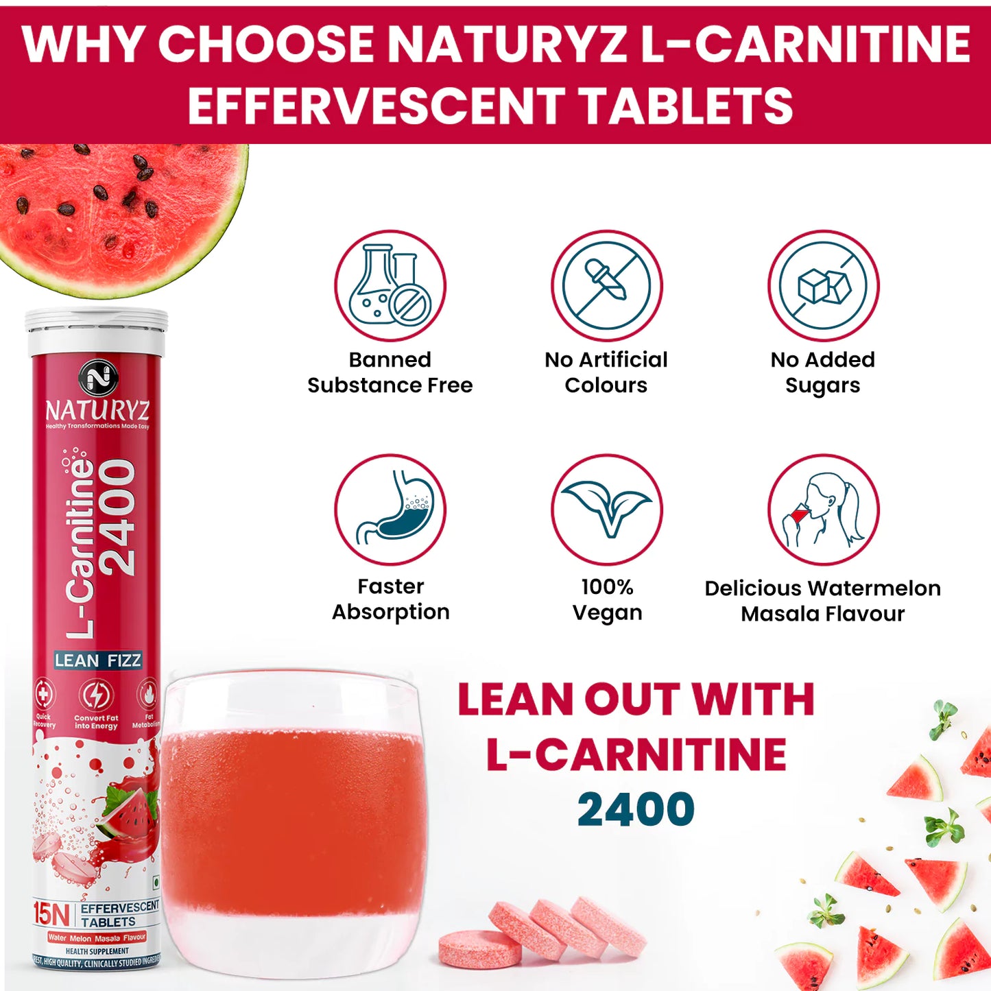 L-Carnitine 2400mg for Fat Loss - 15 Tablets